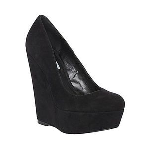 Steve Madden Black Suede Platform Wedge Heel